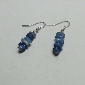 Fashion Hand Crafted Silver Tone with Blue Stone Earrings Costume Jewelry #81